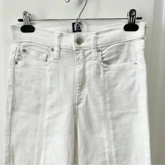 GAP True Skinny Jeans High Rise Split Hem Front Ankle Slit Stretch White Size 26 - Picture 6 of 16